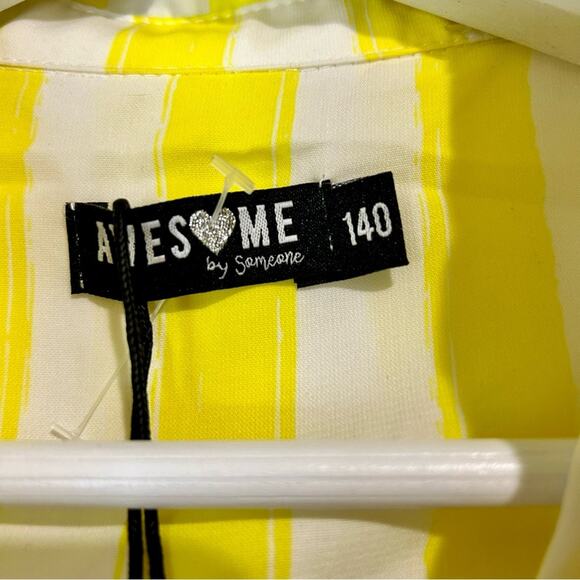 Awesome by Someone Kids Short Sleeve Striped Maxi Dress w/ Tie Yellow 10 NWT - Picture 4 of 6